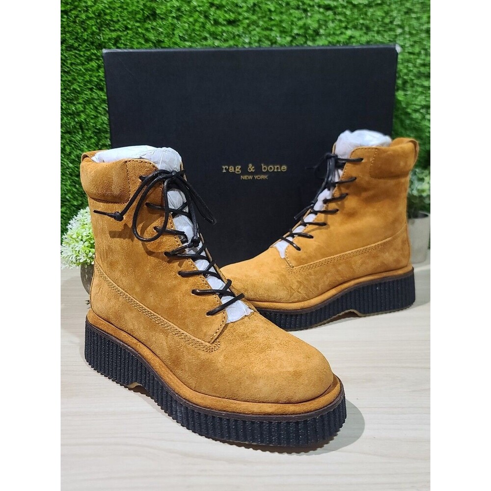 Rag & Bone Sloane Suede Lace-Up Boots / Cinnamon Suede US Women's 6.5 New